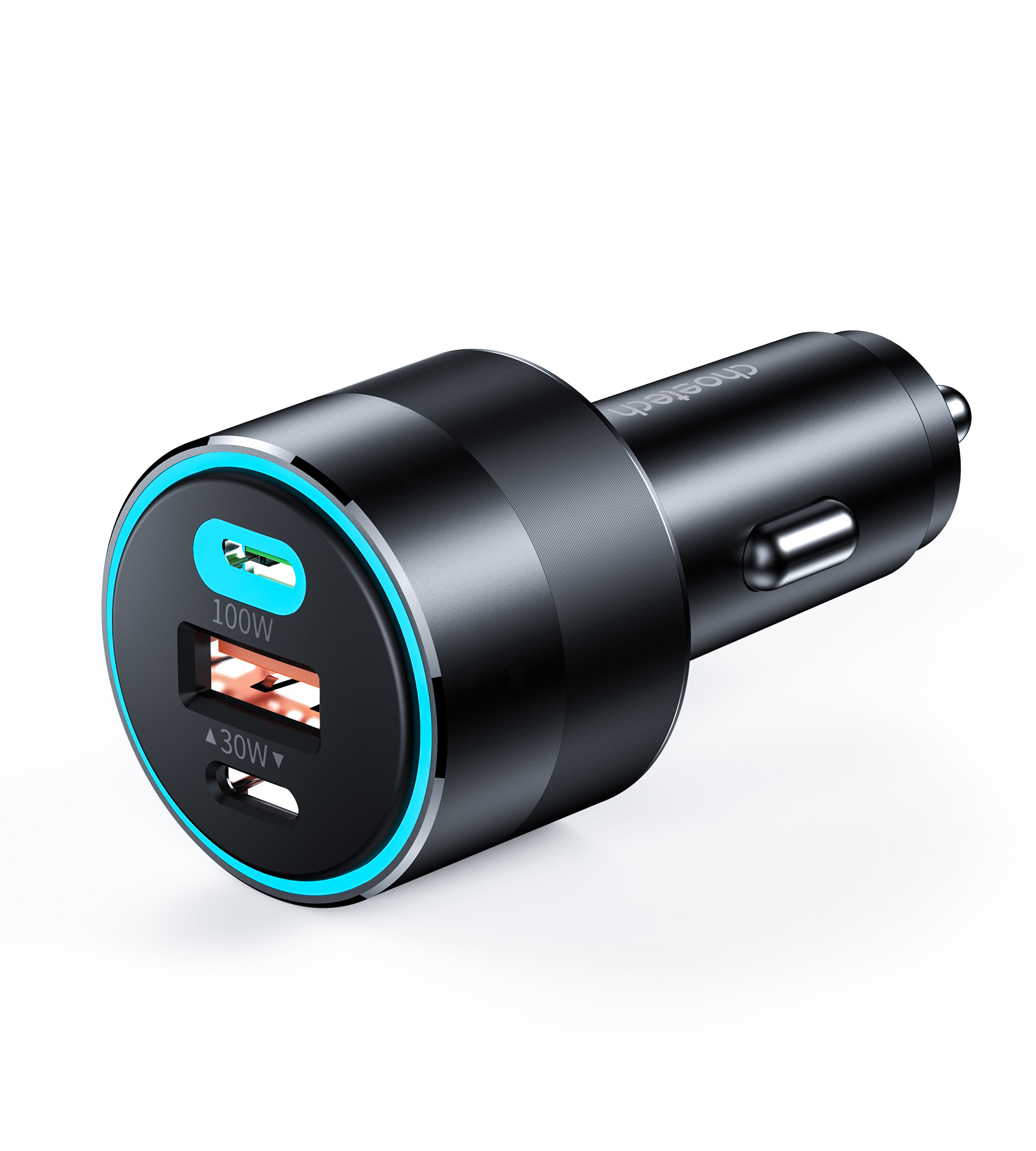 Choetech USB-C*2+A (130W,3-portos, autós, gyorstöltő), töltő