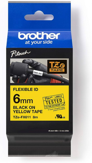 Brother TZe-FX611 6 mm széles 8m hosszú szalagkazetta