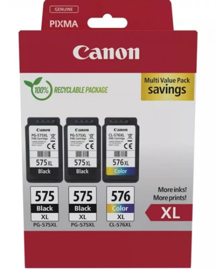 Canon PG-575XLx2 (2x15 ml) + CL-576XL (1x13 ml) + 50 lap GP501 10x15 fényes fotópapír Multipack
