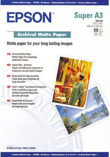 Epson matt archiváló fotópapír (A3+, 50 lap, 192g)