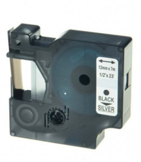 Utángyártott DYMO D1 45022 12mm x 7 m ezüst-fekete
