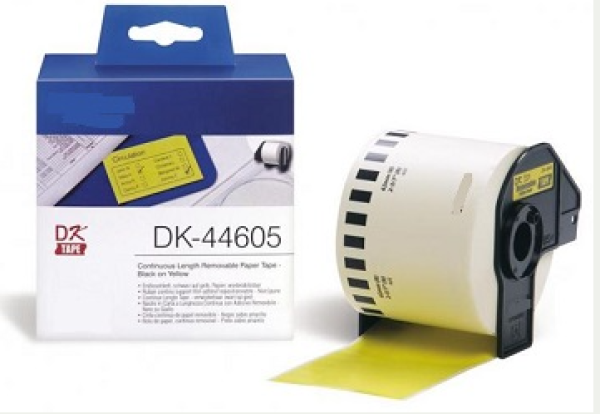 Utángyártott BROTHER DK44605 papírszalag 62mm x 30,48m sárga alapon fekete felirat IK
