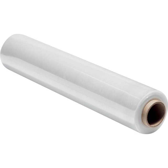 Kézi stretch fólia (Nyújtható, 23 mikron,Transzparens), 114m, 1,2kg fólia, 2 kg/tekercs