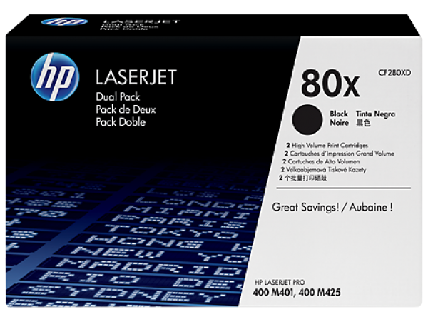 HP CF280XD Toner Black 2*6.900 oldal kapacitás No.80X