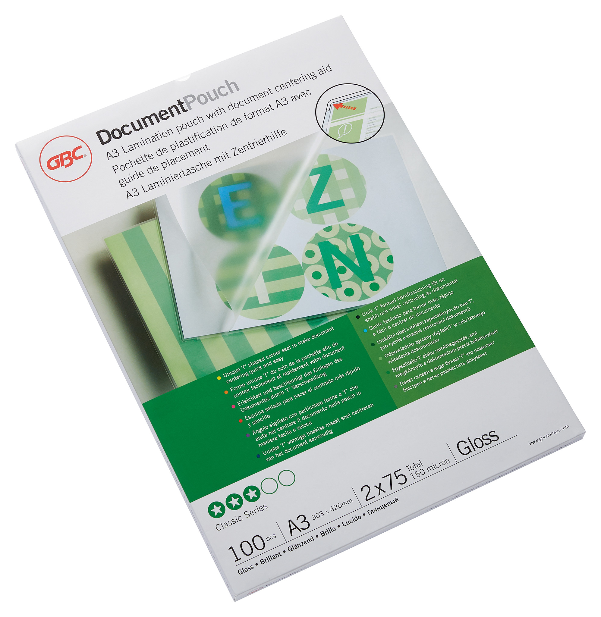 GBC Meleglamináló fólia, 75 mikron, A3, fényes, GBC (100db)