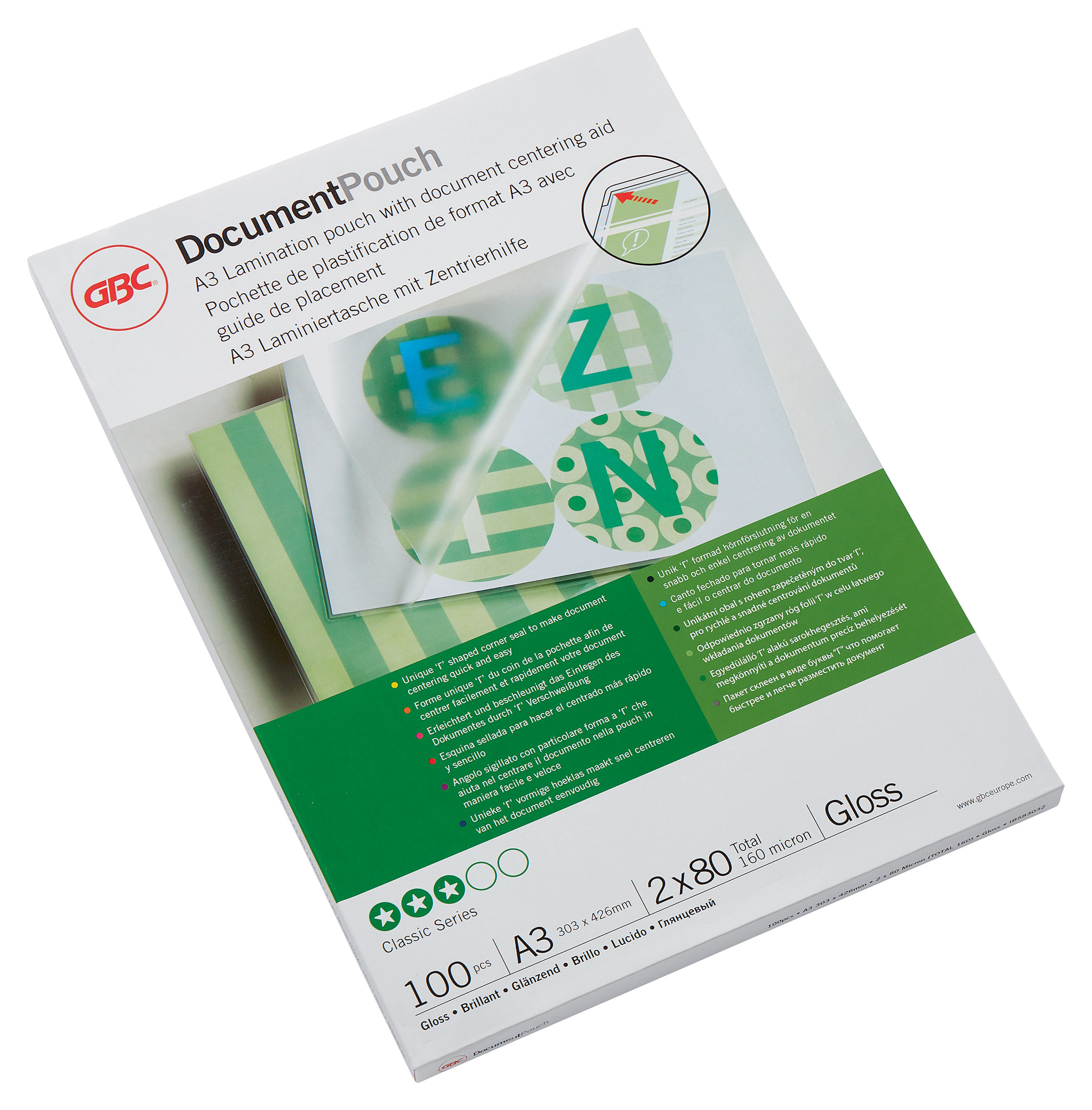 GBC Meleglamináló fólia, 80 mikron, A3, fényes, GBC (100db)