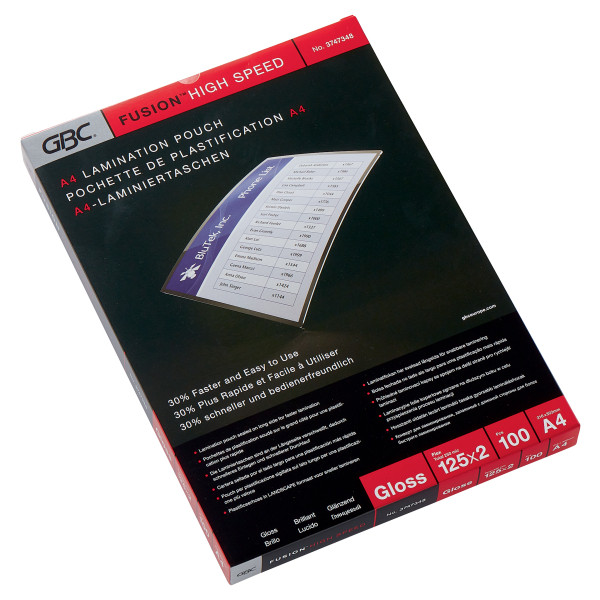 GBC High Speed Meleglamináló fólia, 125 mikron, A4, fényes, 100db