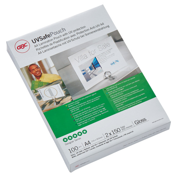 GBC Meleglamináló fólia, 150 mikron, A4, fényes, UV álló, 100db