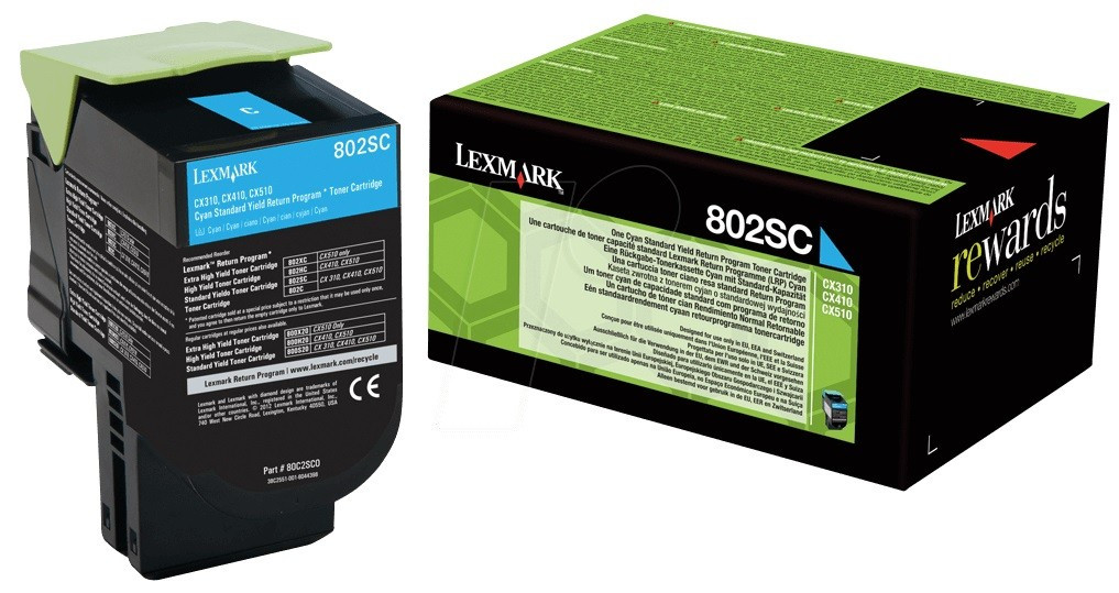 Lexmark CX310/410/510 Standard Return Toner Cyan 2K80C2SC0