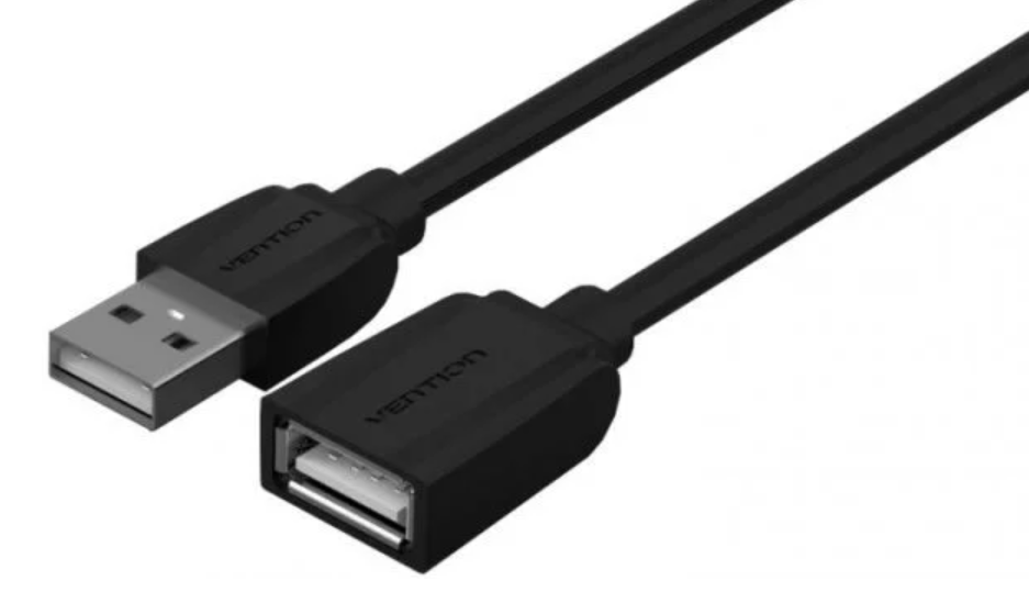 Vention USB-A 2.0/M -> USB-A 2.0/F  (hosszabbító,PVC,fekete), 5m, kábel