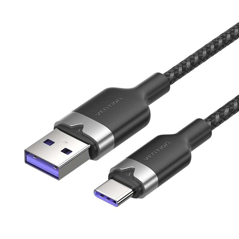 Vention USB-A 2.0/M -> USB-C/M, 1m,(fekete,6A), kábel