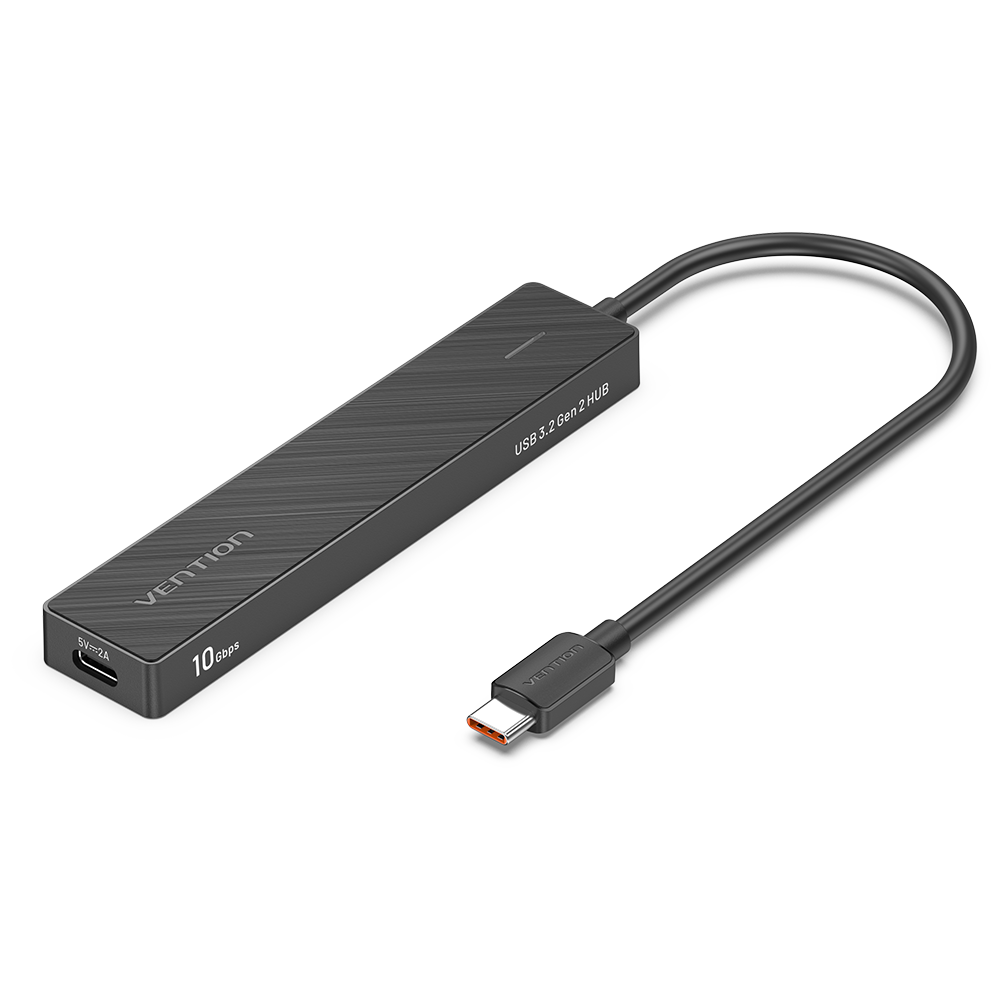 Vention USB-C -> USB-A 3.2*4 , 0,15m (táppal, 4-Portos, fekete), hub