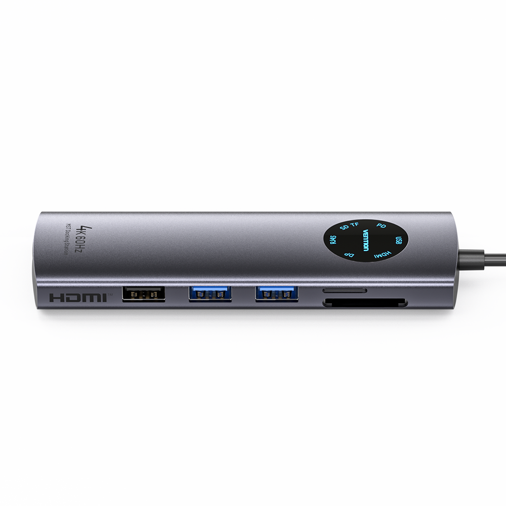 Vention USB-C -> DP/HDMI/USB 3.0*2/USB 2.0/RJ45/SD/TF/PD MST, dokkoló