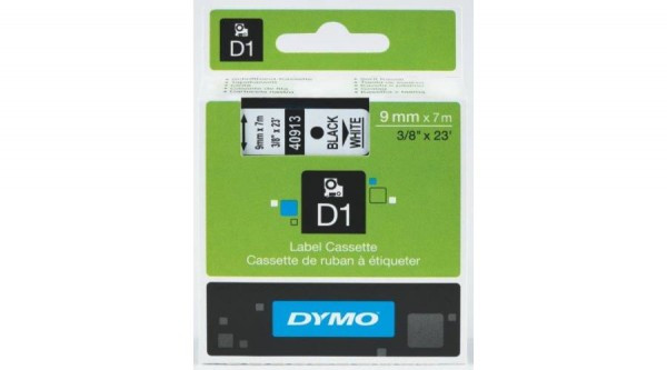 DYMO D1 40913 f.szalag 9mm x 7m fehér-fekete