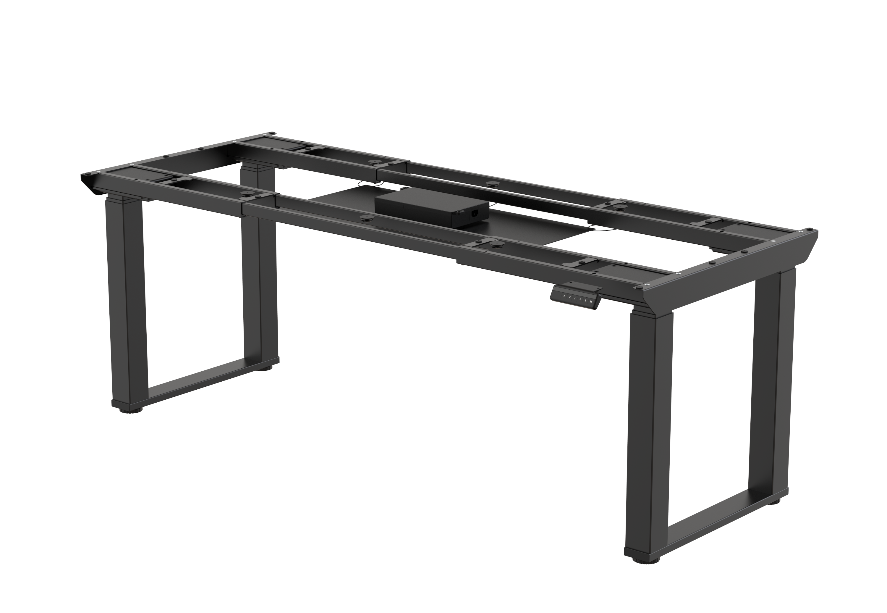 Aarven, 4 motoros, 3 szegmensű, fekete, állítható magasságú, asztaltalp