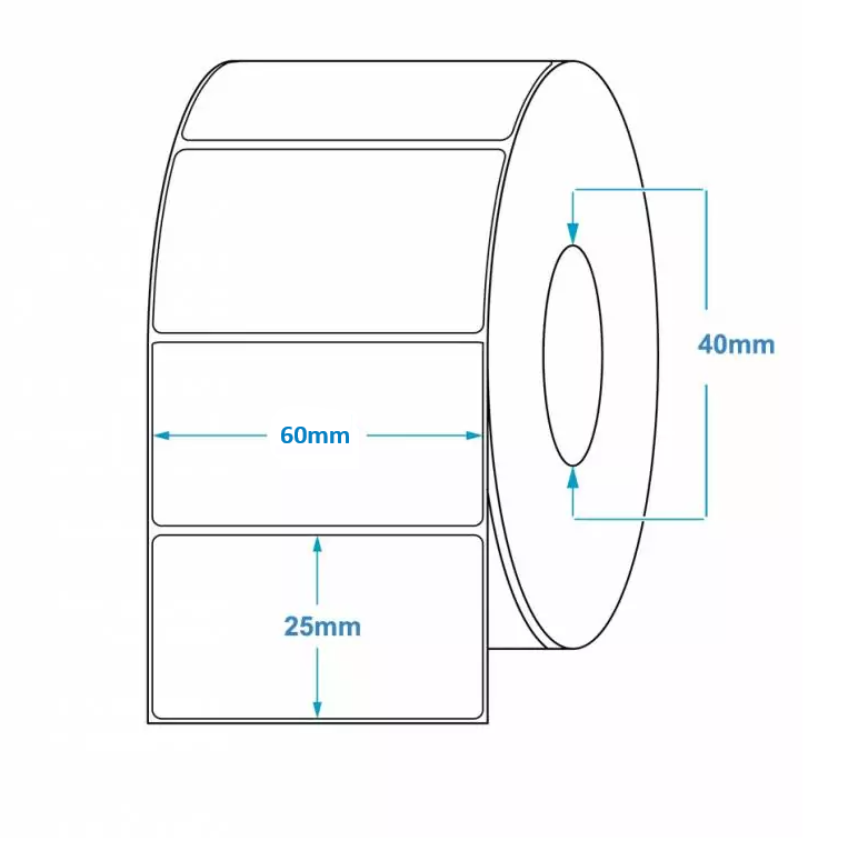 Tekercses PAPÍR címke 60x25 mm 2500 db/tekercs