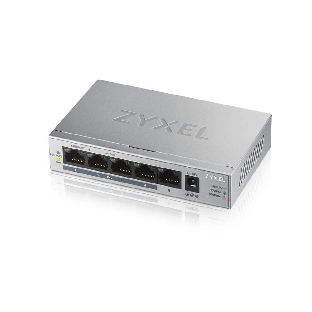 Zyxel GS1005HP-EU0101F 4xPoE+ GbE LAN (60W) 1xGbE LAN port nem menedzselhető PoE+ Switch