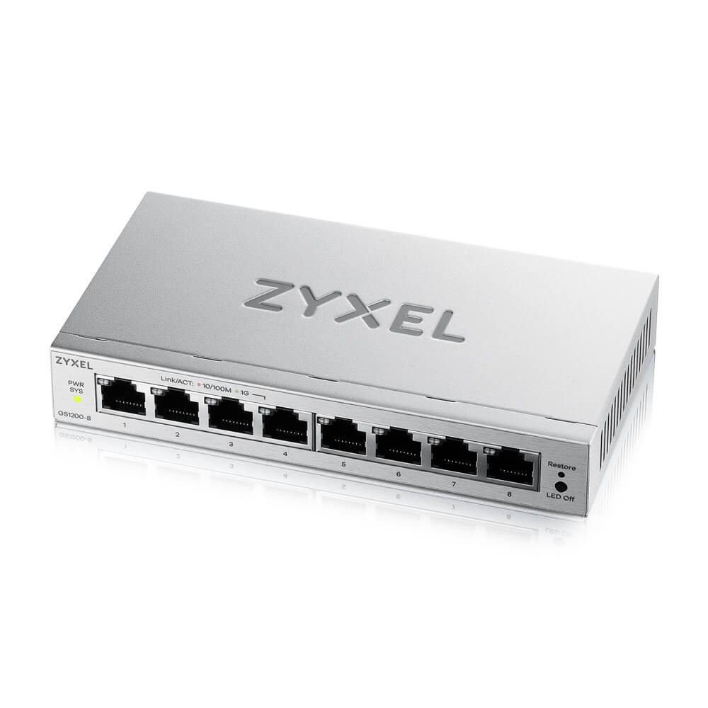 Zyxel GS1200-8-EU0103F v3 8xGbE LAN port web menedzselhető asztali Switch