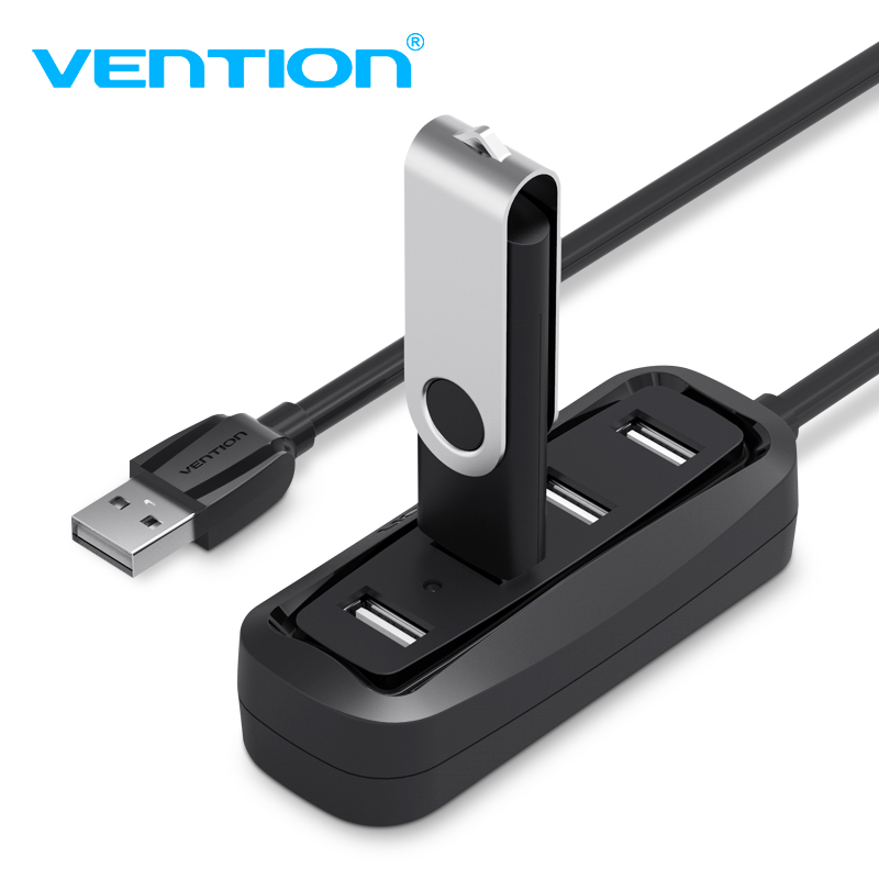Vention USB-A 2.0 (4-Portos), 1m, (fekete), hub