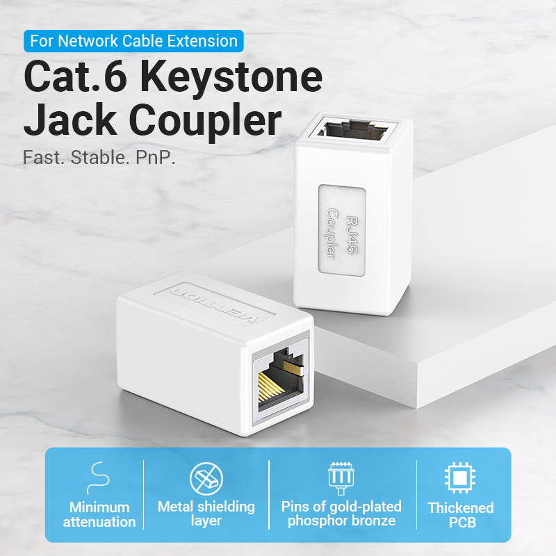 Vention FTP (Cat.6,Keystone jack,fehér), 5db, csatlakozó banner