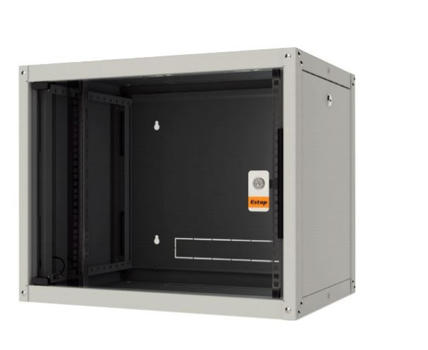 Legrand EVO16U6060P Evoline+ 19" 16U SZÉL:600 MÉLY:600 MAG:805 MAX:65kg levehető oldallapos üvegajtós szürke fali rack szekrény