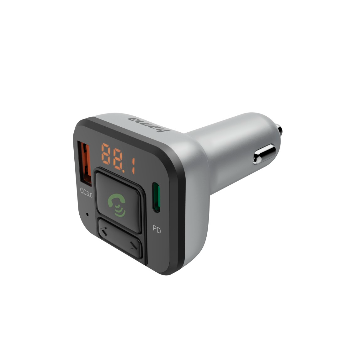 FM transzmitter, USB, Type-C, microSD, Bluetooth, QC 3.0/PD, telefon kihangosító (14169)
