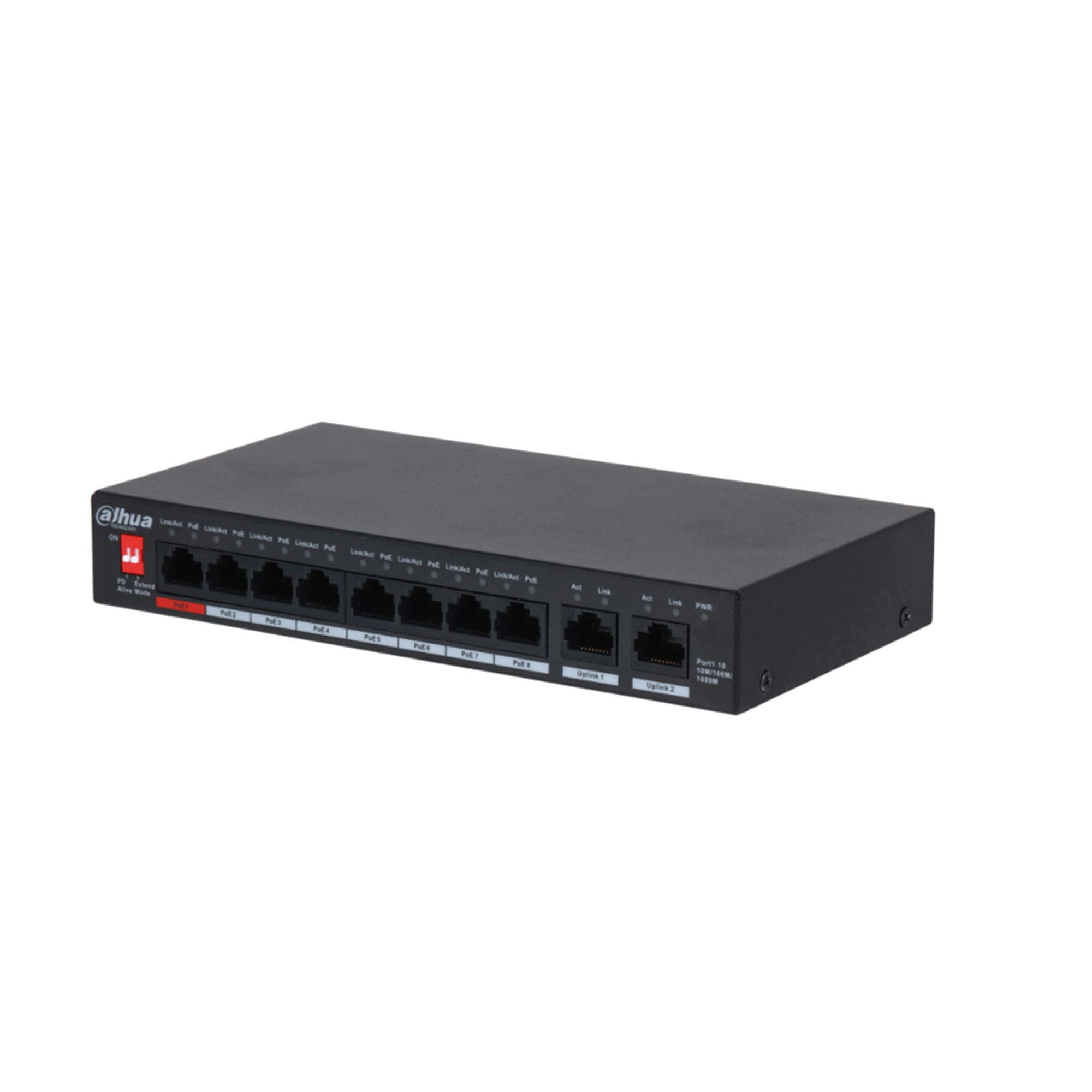 Dahua PFS3010-8GT-96-V2 1x 100/1000(Hi-PoE/PoE+/PoE)+7x 100/1000(PoE+/PoE)+2x gigabit uplink, 96W PoE switch