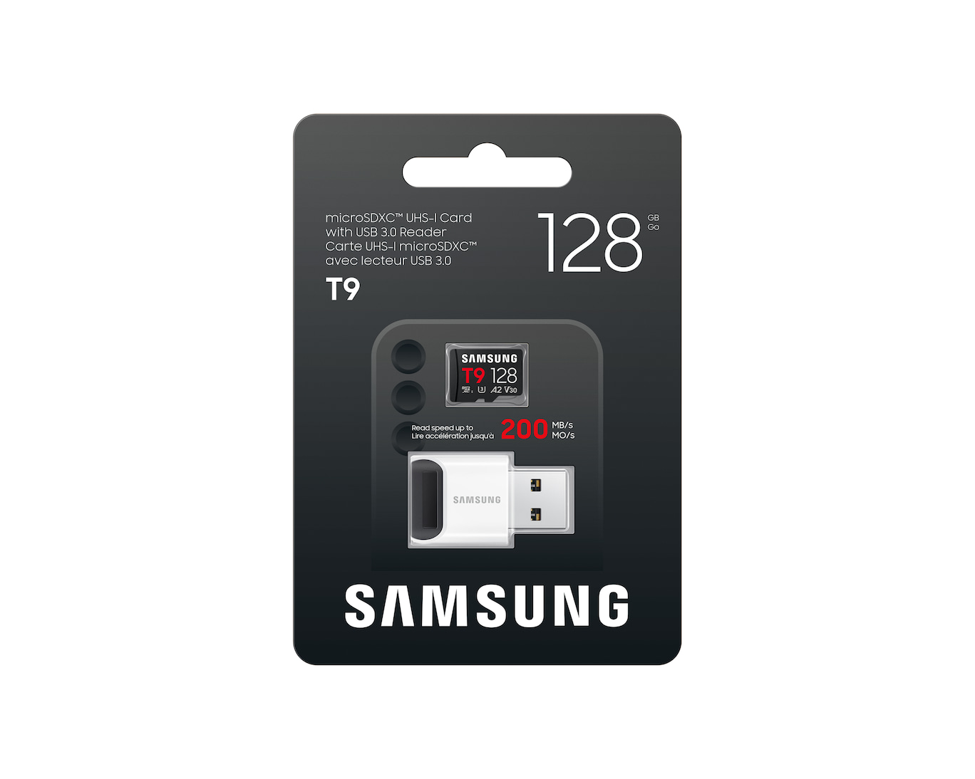 SAMSUNG SD kártya 128GB, T9, olvasóval, CL10