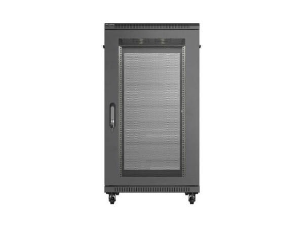 Lanberg FF01-6022-23B 19" 22U SZÉL:600mm MÉLY:1000mm MAG:1200mm lapraszerelt hálós fémajtós fekete szerver szekrény