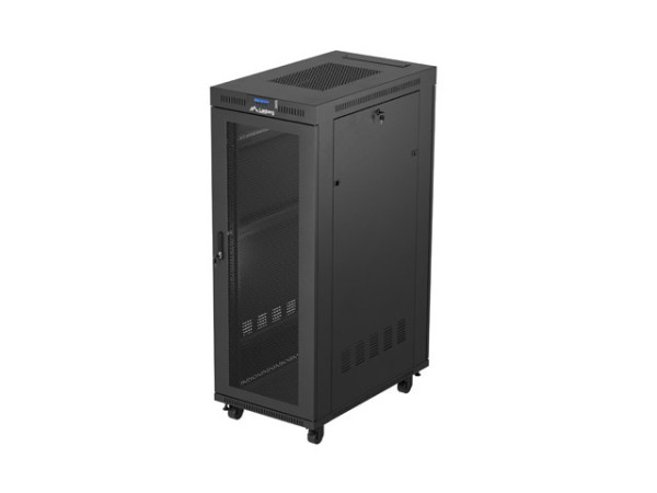 Lanberg FF01-6032-23BL 19" 32U SZÉL:600mm MÉLY:1000mm MAG:1676mm lapraszerelt LCD hálós fémajtós fekete szerver szekrény