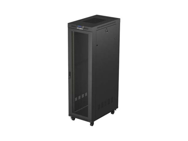 Lanberg FF01-6042-23BL 19" 42U SZÉL:600mm MÉLY:1000mm MAG:2127mm lapraszerelt LCD hálós fémajtós fekete szerver szekrény