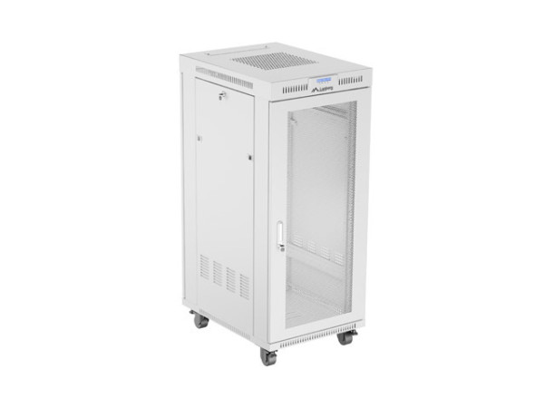 Lanberg FF01-6827-23SL 19" 27U SZÉL:600mm MÉLY:800mm MAG:1461mm lapraszerelt LCD hálós fémajtós szürke álló rack szekrény