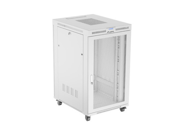 Lanberg FF01-8027-23SL 19" 27U SZÉL:800mm MÉLY:1000mm MAG:1461mm lapraszerelt LCD hálós fémajtós szürke szerver szekrény