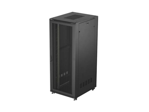 Lanberg FF01-8042-23B 19" 42U SZÉL:800mm MÉLY:1000mm MAG:2047mm lapraszerelt hálós fémajtós fekete szerver szekrény