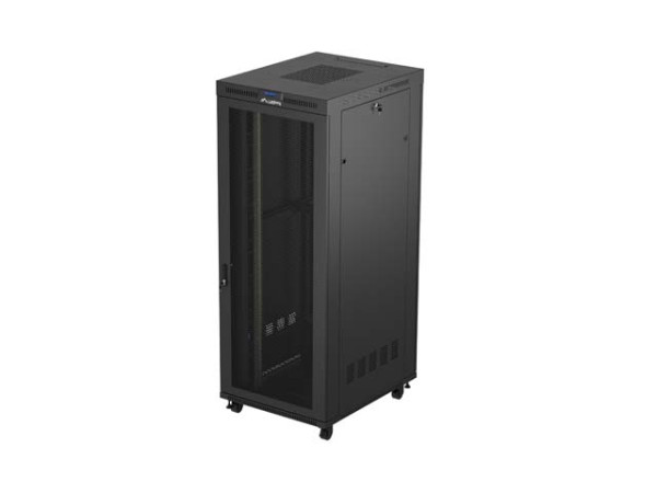 Lanberg FF01-8042-23BL 19" 42U SZÉL:800mm MÉLY:1000mm MAG:2127mm lapraszerelt LCD hálós fémajtós fekete szerver szekrény