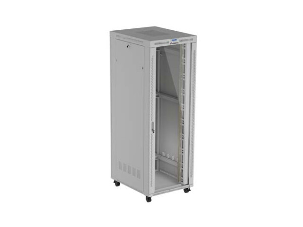 Lanberg FF01-8047-12SL 19" 47U SZÉL:800mm MÉLY:1000mm MAG:2343mm lapraszerelt LCD üvegajtós szürke szerver szekrény