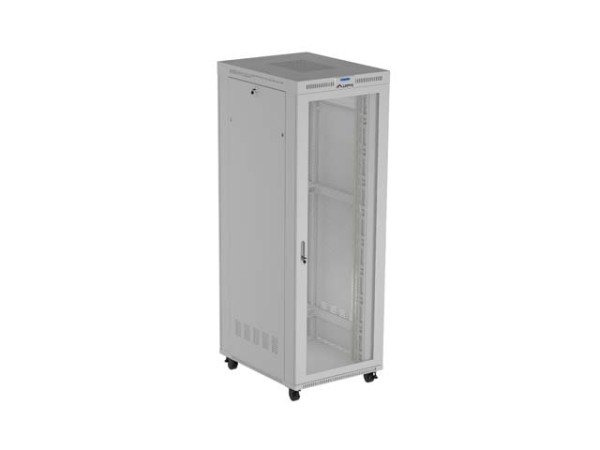 Lanberg FF01-8047-23SL 19" 47U SZÉL:800mm MÉLY:1000mm MAG:2343mm lapraszerelt LCD hálós fémajtós szürke szerver szekrény