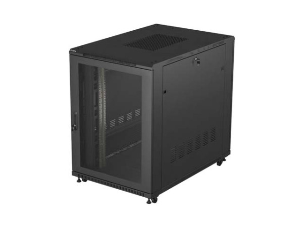 Lanberg FF01-8222-23B 19" 22U SZÉL:800mm MÉLY:1200mm MAG:1200mm lapraszerelt hálós fémajtós fekete szerver szekrény