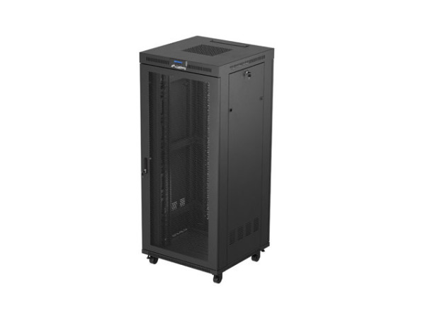 Lanberg FF01-8837-23BL 19" 37U SZÉL:800mm MÉLY:800mm MAG:1721mm lapraszerelt LCD hálós fémajtós fekete álló rack szekrény