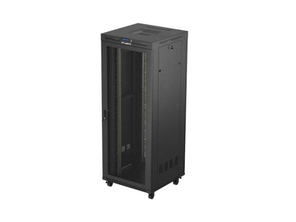 Lanberg FF01-8842-23BL 19" 42U SZÉL:800mm MÉLY:800mm MAG:2122mm lapraszerelt LCD hálós fémajtós fekete álló rack szekrény