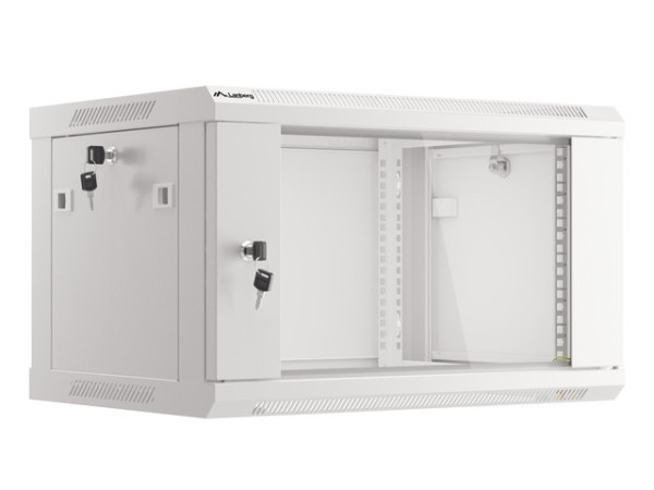 Lanberg WF01-6406-10S 19" 6U SZÉL:600mm MÉLY:450mm MAG:379mm lapraszerelt üvegajtós szürke fali rack szekrény
