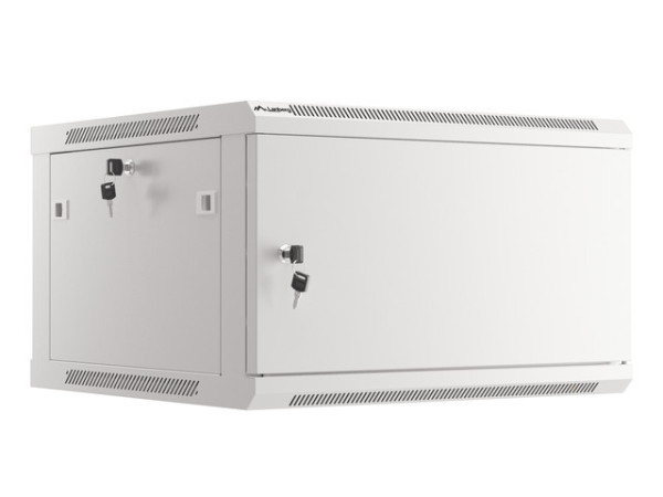 Lanberg WF01-6606-00S 19" 6U SZÉL:600mm MÉLY:600mm MAG:379mm lapraszerelt fémajtós szürke fali rack szekrény