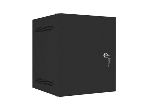 Lanberg WF10-2306-00B 10" 6U SZÉL:280mm MÉLY:310mm MAG:336mm lapraszerelt fémajtós fekete fali rack szekrény