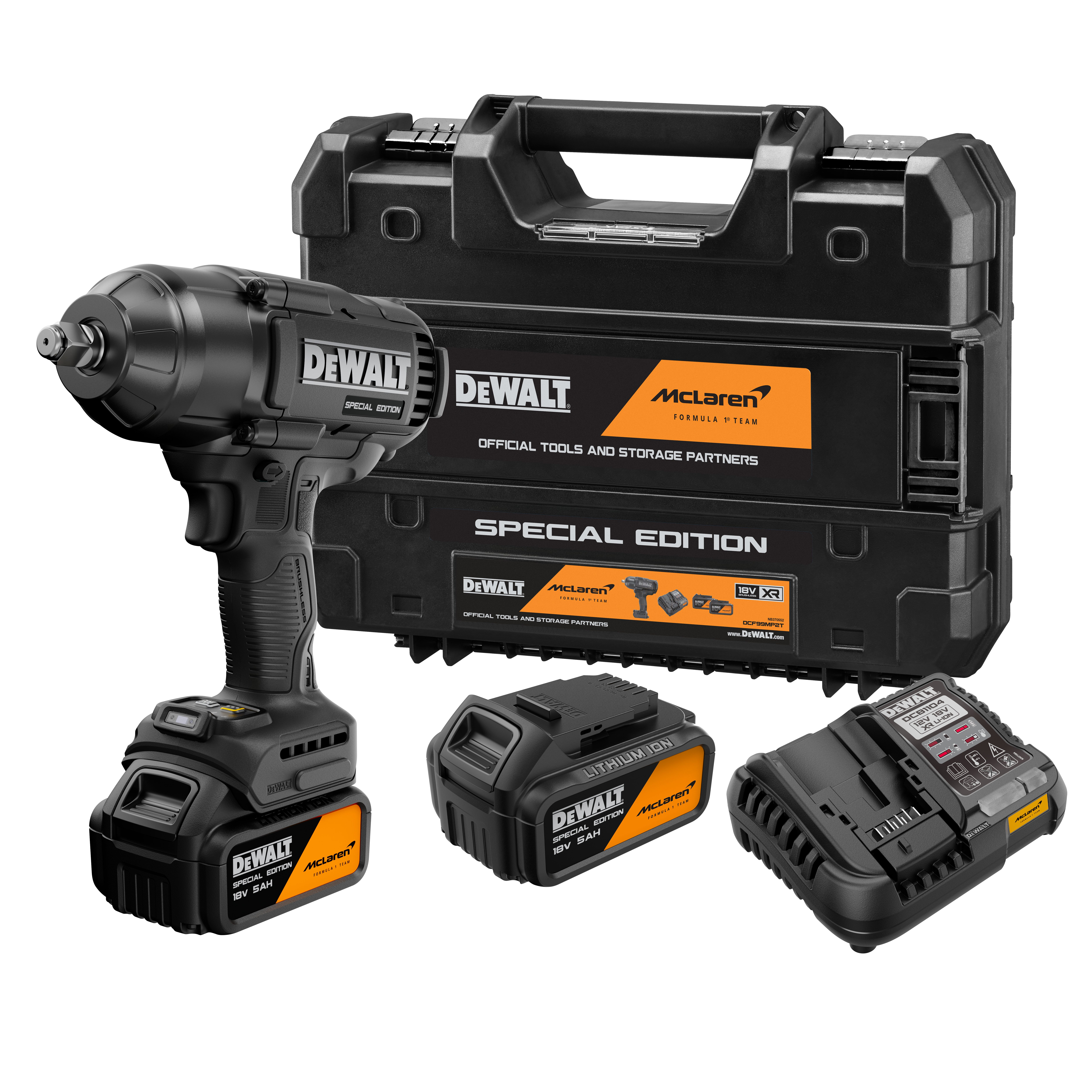 DEWALT Nagy nyomatékú ütvecsavarozó, McLaren F1 Team, 18V XR, 1/2, 2x5Ah