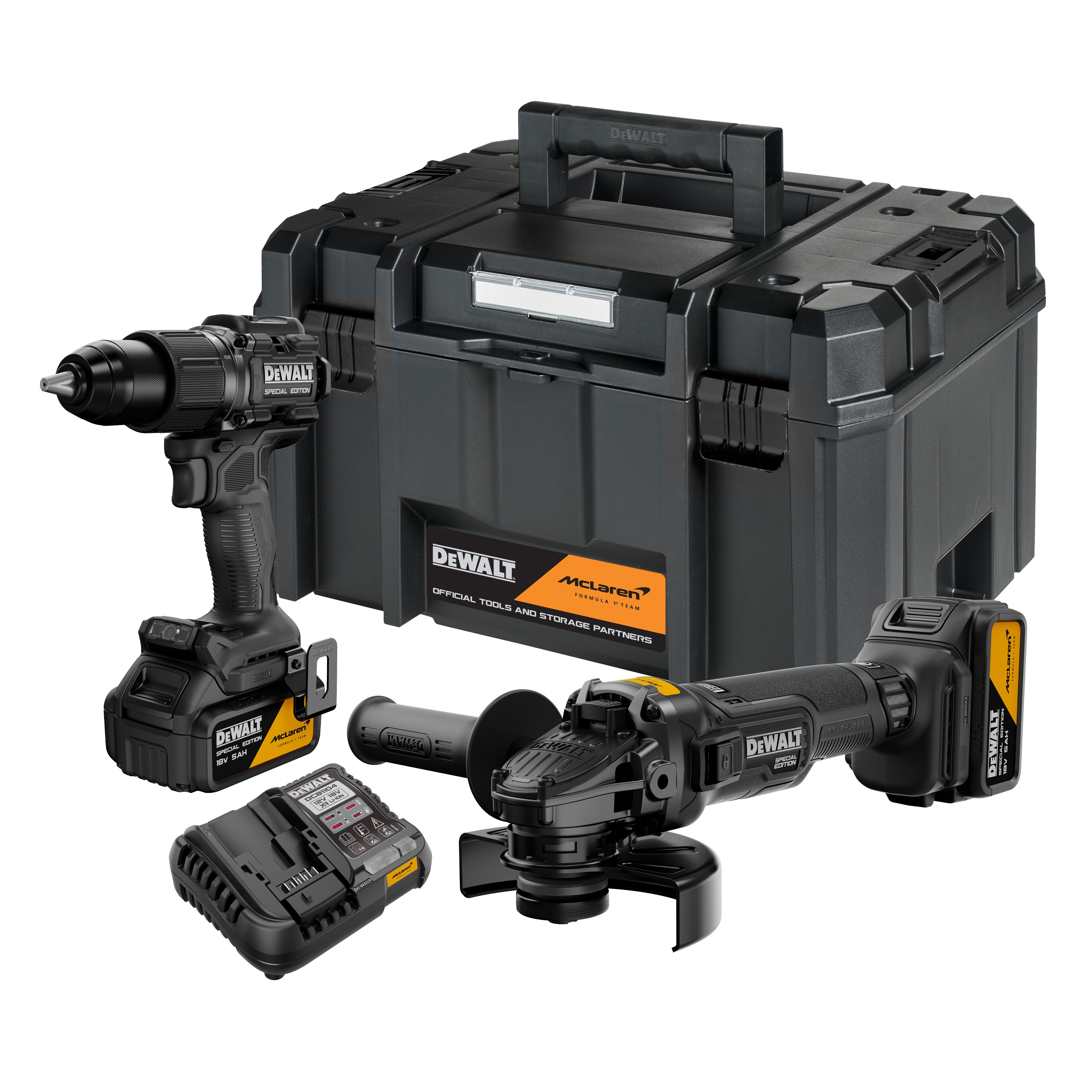 DEWALT Készlet, McLaren F1 Team, DCD86M+DCG45M, 18V XR, 2x5Ah, TSTAK