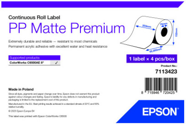 Epson PP Matte Premium folytonos címketekercs 210mm*55fm
