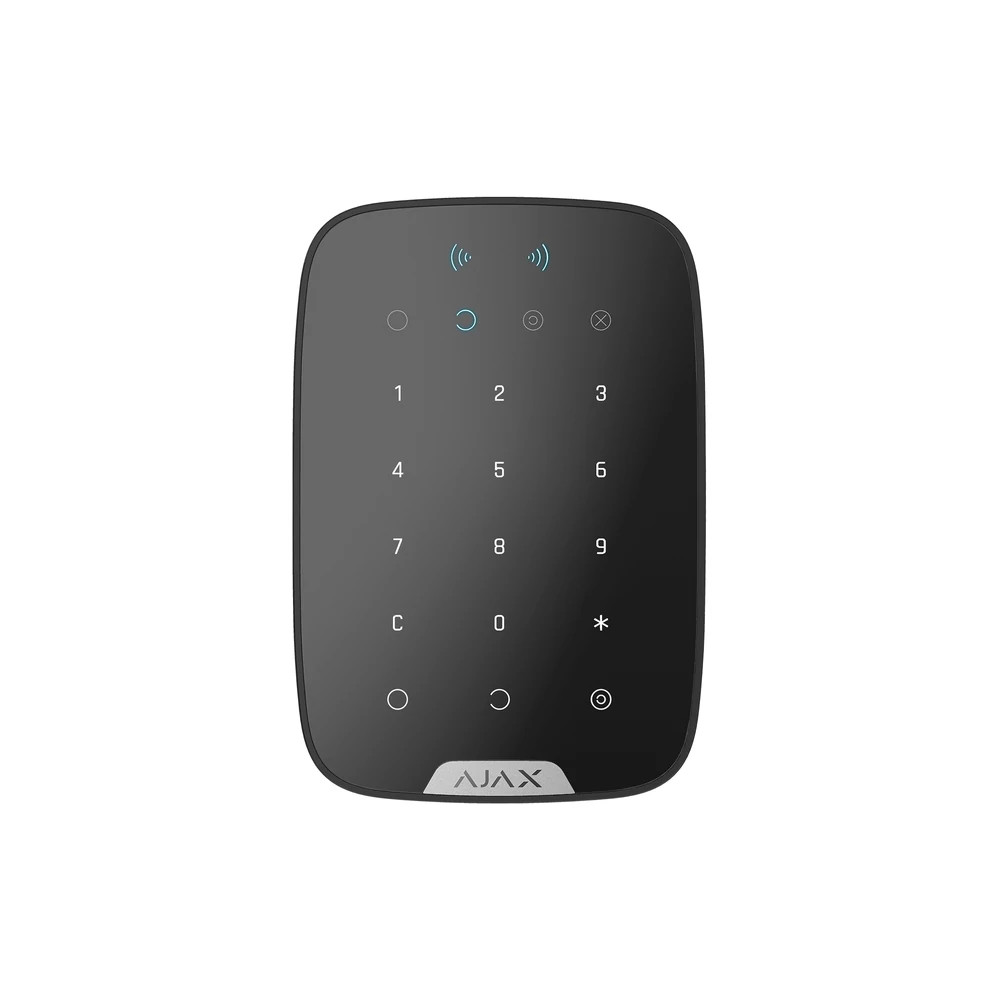 Ajax Keypad-Plus-Black vezetéknélküli kezelő kártyaolvasóval, fekete