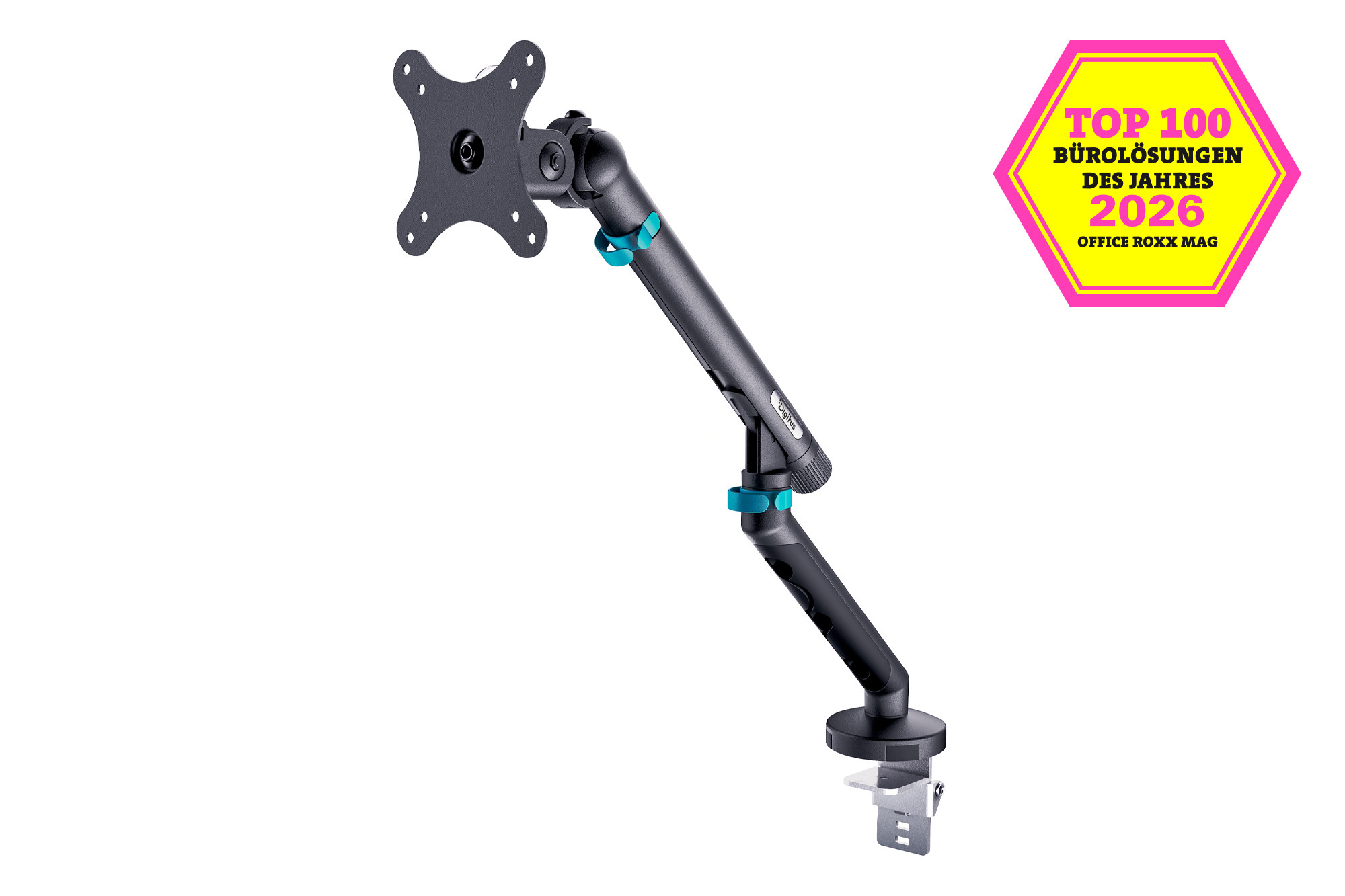 DIGITUS DA-90469 Single 1 monitoros C-bilincses univerzális (VESA 75 / 100) mechanikus rugós fekete monitor tartó konzol
