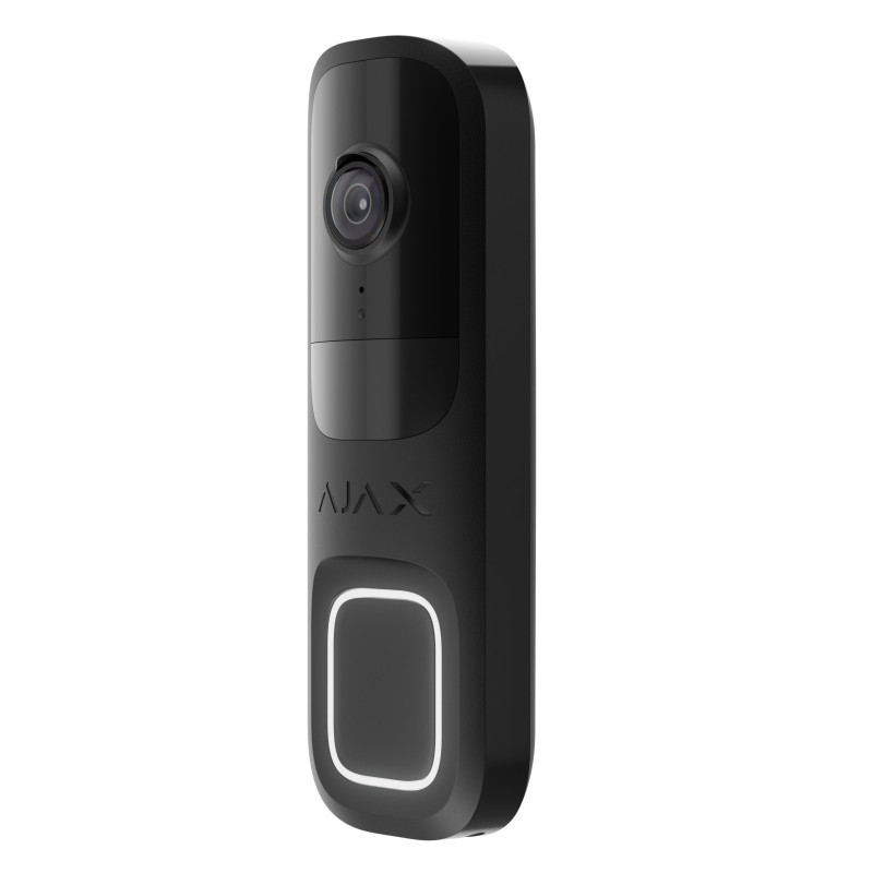 Ajax Doorbell Black vezeték nélküli kültéri video-kaputelefon, 4MP, IR 6m, Wifi, PIR mozgásérzékelő, IP54, fekete