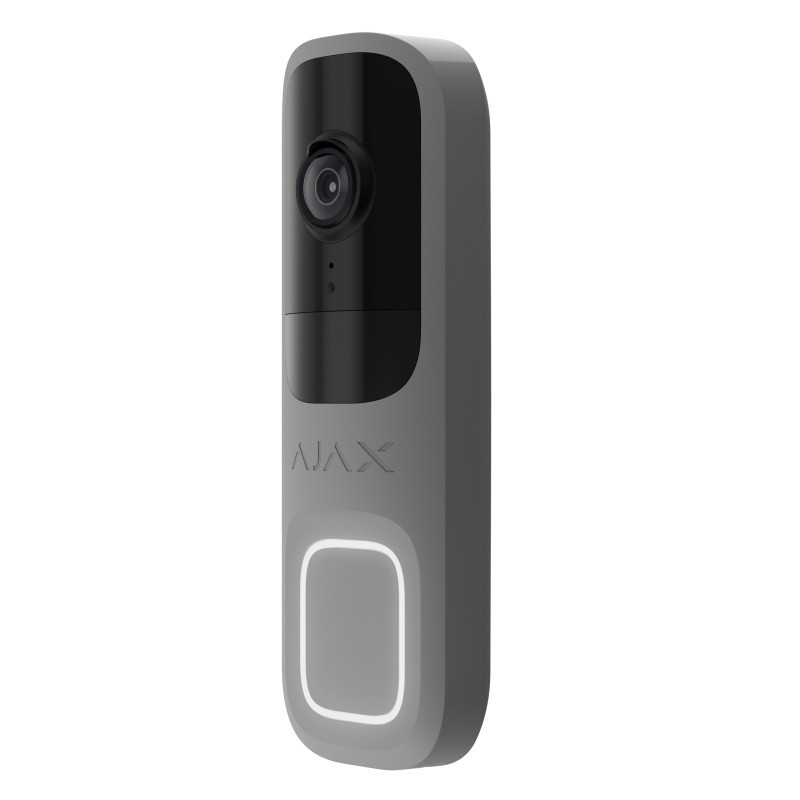 Ajax Doorbell Grey vezeték nélküli kültéri video-kaputelefon, 4MP, IR 6m, Wifi, PIR mozgásérzékelő, IP54, szürke